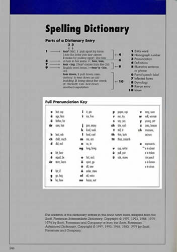 Pronunciation key in spelling dictionary (print only) 