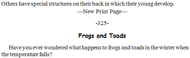 A paragraph at the end of a print page; a centered heading is at the top of the next print page