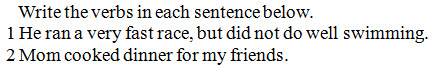 Directions followed by numbered exercise sentences