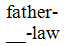 father is followed by a hyphen and ends the line; a write-on-line begins the next line and connected to a hyphen before law