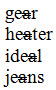 List of words, with the a crossed-out in each word