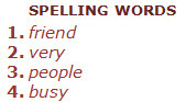 Italicized spelling words