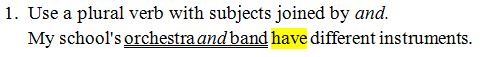 Sample sentence with 3 double underlined words with one of the words italicized; 1 highlighted word