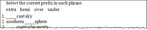 Partial words preceded or followed by write-on-lines