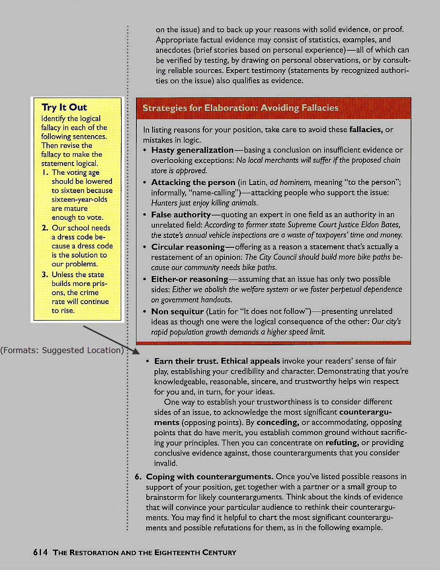 Boxed sidebar in column, with heading, paragraph, and three numbered items