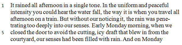 Paragraph lines are numbered every 5 lines at the left margin