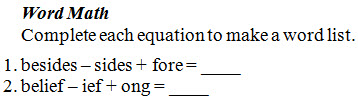 Mathematical symbols, - (minus), +, and = used to form new words